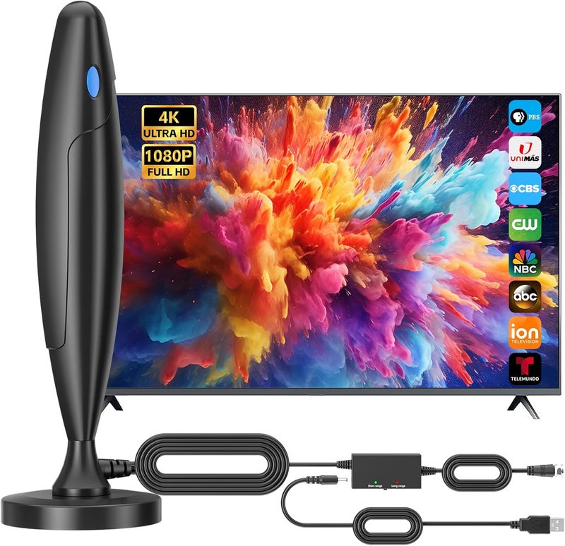 BEIMQN TV Antenna for Smart TV Indoor, Digital Antenna for Local Channels, Support 4k 1080p with Strong Magnetic Base, Long Range Reception with Amplifier Signal Booster for Old/HD TVs - Image 1